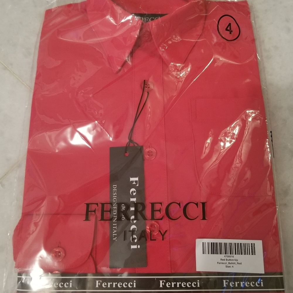 NEW Boys Red long sleeve dress shirt - siz…